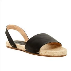 Soludos black leather sling back espadrille sandal